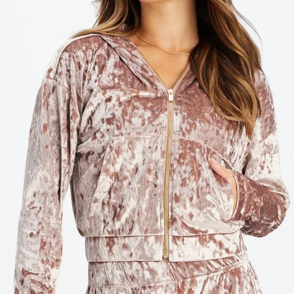 Fabletics Crushed Velour Zip Up Hoodie - Picture 3 of 11